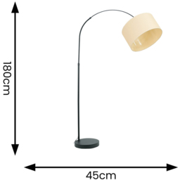 ValueLights Louis Natural Wicker Drum Shade Black Curved LED Floor Lamp - Size: 180 x 45 x 112cm - Wilko - thumbnail 5