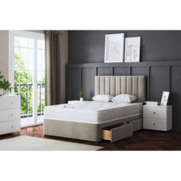 DS Living Amelia Small Single Beige Upholstered Panel Divan Bed with 2 Drawer - Cream - Wilko - thumbnail 6