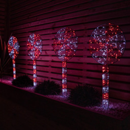 Samuel Alexander 4 Piece 720 Red and White LED Lollipop Christmas Path Light Set - Size: 60 x 27 x 7cm - Red / White - Wilko - thumbnail 1