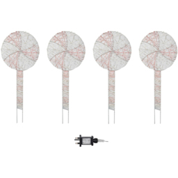 Samuel Alexander 4 Piece 720 Red and White LED Lollipop Christmas Path Light Set - Size: 60 x 27 x 7cm - Red / White - Wilko - thumbnail 3