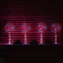 Samuel Alexander 4 Piece 720 Red and White LED Lollipop Christmas Path Light Set - Size: 60 x 27 x 7cm - Red / White - Wilko - thumbnail 4