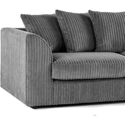 Luxor 5 Seater Grey Jumbo Cord Scatter Back Sofa Suite - Wilko - thumbnail 4