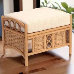 Desser Furniture Vale Wicker Athena Plain Light Oak Footstool - Size: 107.0 cm x 81.0 cm x 46.0 cmcm - Brown - Wilko