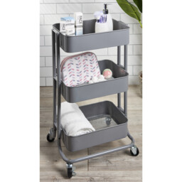 Grey 3 Tier Storage Trolley - Size: 42 x 75 x 34cm - Wilko - thumbnail 4