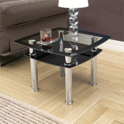 AVF Black Glass and Chrome Lamp Table - Size: 60 x 60 x 43.5cm - Multi - Wilko - thumbnail 5