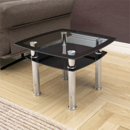 AVF Black Glass and Chrome Lamp Table - Size: 60 x 60 x 43.5cm - Multi - Wilko - thumbnail 4