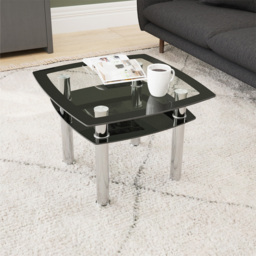 AVF Black Glass and Chrome Lamp Table - Size: 60 x 60 x 43.5cm - Multi - Wilko - thumbnail 6