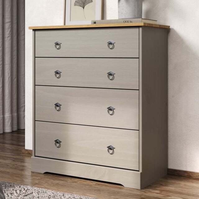 Core Products Corona Classic 4 Drawer Grey Pine Wood Chest of Drawers - Wilko - image 1