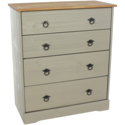 Core Products Corona Classic 4 Drawer Grey Pine Wood Chest of Drawers - Wilko - thumbnail 3
