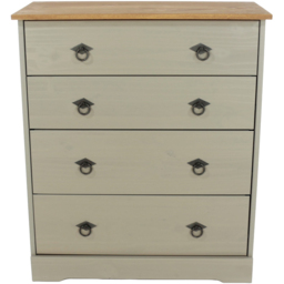Core Products Corona Classic 4 Drawer Grey Pine Wood Chest of Drawers - Wilko - thumbnail 4