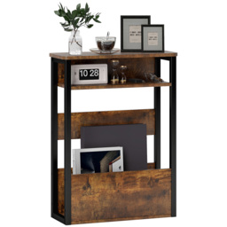 HOMCOM 2 Shelf Rustic Brown Narrow Side Table - Size: 58.5 x 18 x 46cm - Wilko - thumbnail 3