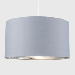 ValueLights Reni Grey and Metallic Chrome Large Ceiling Drum Lamp Shade - Size: 45 x 25 x 45cm - Wilko - thumbnail 4