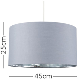 ValueLights Reni Grey and Metallic Chrome Large Ceiling Drum Lamp Shade - Size: 45 x 25 x 45cm - Wilko - thumbnail 6