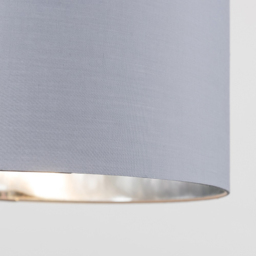 ValueLights Reni Grey and Metallic Chrome Large Ceiling Drum Lamp Shade - Size: 45 x 25 x 45cm - Wilko - thumbnail 5