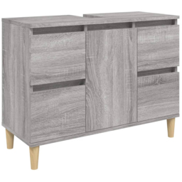 vidaXL Single Door 4 Drawer Grey Sonoma Freestanding Under Sink Bathroom Cabinet - Size: 60 x 80 x 33cm - Wilko - thumbnail 3