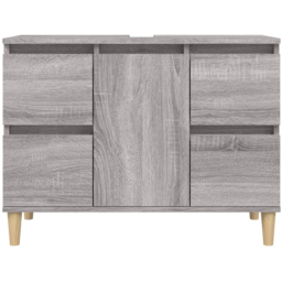 vidaXL Single Door 4 Drawer Grey Sonoma Freestanding Under Sink Bathroom Cabinet - Size: 60 x 80 x 33cm - Wilko - thumbnail 5