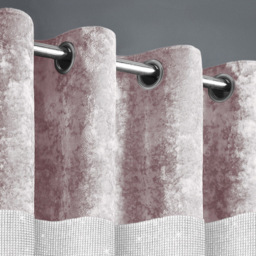 Intimates Diamante Blush Pink Crushed Velvet Eyelet Curtains 223 x 223cm - Size: W 223 x D 223cm - Wilko - thumbnail 3