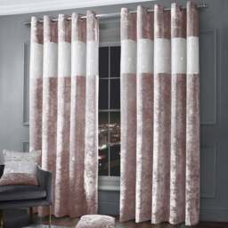 Intimates Diamante Blush Pink Crushed Velvet Eyelet Curtains 223 x 223cm - Size: W 223 x D 223cm - Wilko