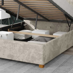 Aspire Hepburn Double Pearl Mirazzi Velvet Ottoman Bed - Cream - Aspire Beds - Wilko - thumbnail 4