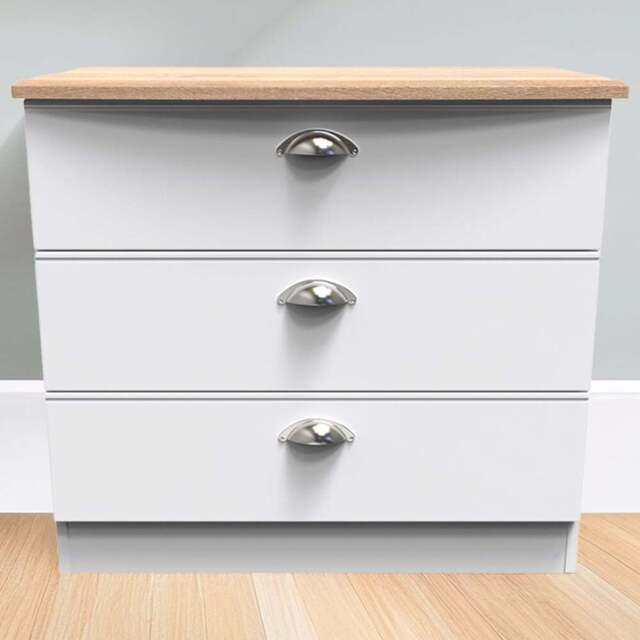 Crowndale Victoria 3 Drawer White Ash and Oak Chest of Drawers - Wilko - image 1