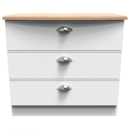 Crowndale Victoria 3 Drawer White Ash and Oak Chest of Drawers - Wilko - thumbnail 3