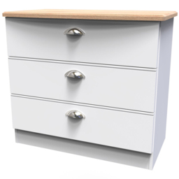 Crowndale Victoria 3 Drawer White Ash and Oak Chest of Drawers - Wilko - thumbnail 5
