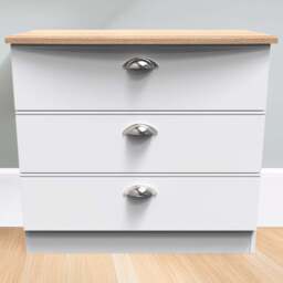 Crowndale Victoria 3 Drawer White Ash and Oak Chest of Drawers - Wilko - thumbnail 1
