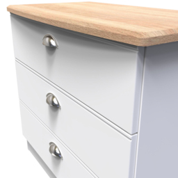 Crowndale Victoria 3 Drawer White Ash and Oak Chest of Drawers - Wilko - thumbnail 6