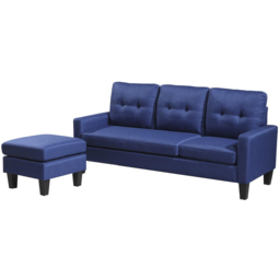 Kosy Koala 3 Seater Blue Velvet Sectional L-Shape Reversible Corner Sofa with Ottoman - Wilko - thumbnail 5