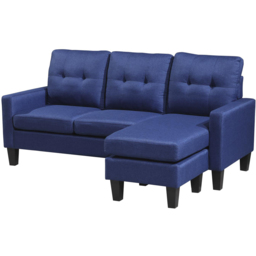 Kosy Koala 3 Seater Blue Velvet Sectional L-Shape Reversible Corner Sofa with Ottoman - Wilko - thumbnail 6