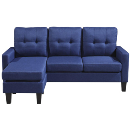 Kosy Koala 3 Seater Blue Velvet Sectional L-Shape Reversible Corner Sofa with Ottoman - Wilko - thumbnail 7