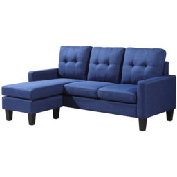 Kosy Koala 3 Seater Blue Velvet Sectional L-Shape Reversible Corner Sofa with Ottoman - Wilko - thumbnail 4