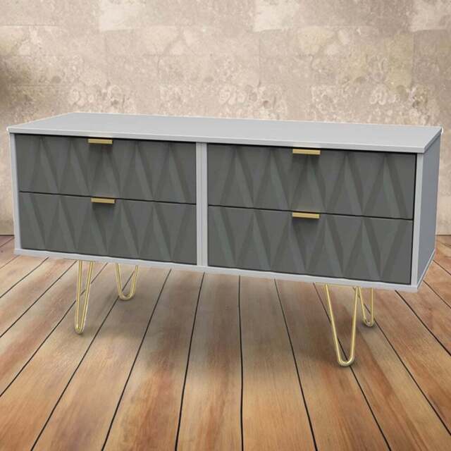 Crowndale Diamond 4 Drawer Matt Shadow and Grey Chest of Drawers - Wilko - image 1