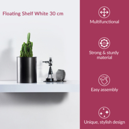 Innoteck 30cm High Gloss White Floating Shelf - Size: 3.8 x 30 x 23.5cm - Wilko - thumbnail 5