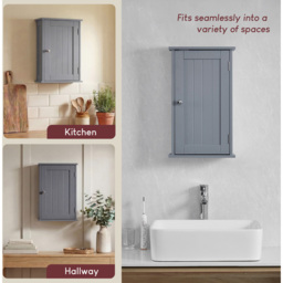 Bath Vida Priano Single Door Grey Wall Mounted Bathroom Cabinet - Size: 50 x 30 x 14cm - Wilko - thumbnail 6
