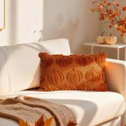 Living and Home Orange Pumpkin Soft Plush Throw Pillow 30 x 50cm - Size: 13 x 50 x 30cm - Wilko - thumbnail 3