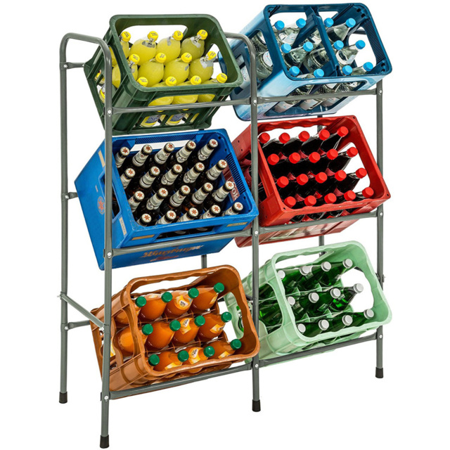 tectake 6 Crate Steel Frame Shelving Rack 96 x 33 x 116cm - Size: 116 x 33 x 96cm - Grey - Wilko - image 1