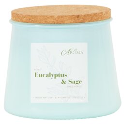 Eucalyptus and Sage Cork Candle - Blue - Wilko