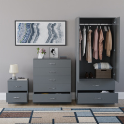 Vida Designs Riano Grey 3 Piece Bedroom Furniture Set - Wilko - thumbnail 4