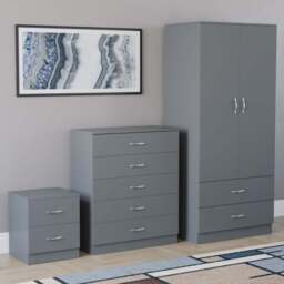 VIDA DESIGNS Riano Grey 3 Piece Bedroom Furniture Set - Wilko