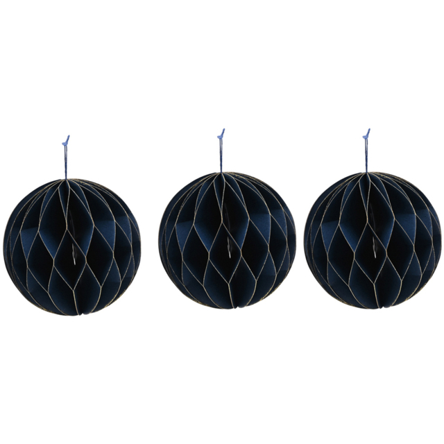 The Seasonal Gift Co Dark Blue Paper Bauble with Gold Edge 10cm 3 Pack - The Seasonal Gift Co. - Wilko - image 1