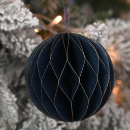 The Seasonal Gift Co Dark Blue Paper Bauble with Gold Edge 10cm 3 Pack - The Seasonal Gift Co. - Wilko - thumbnail 3