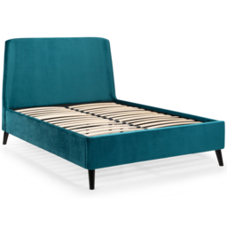 Julian Bowen Frida Double Teal Curved Velvet Bed - Blue - Wilko - thumbnail 3
