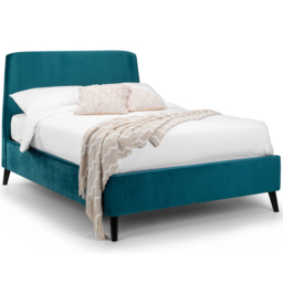 Julian Bowen Frida Double Teal Curved Velvet Bed - Blue - Wilko - thumbnail 5