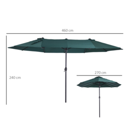 Outsunny 4.6m Garden Parasol Green - Size: 240 x 270 x 460cm - Wilko - thumbnail 6