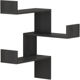 Decortie Luksa 3 Shelf Zigzag Wall Mounted Design Black Wood Corner Bookcase - Wilko - thumbnail 3
