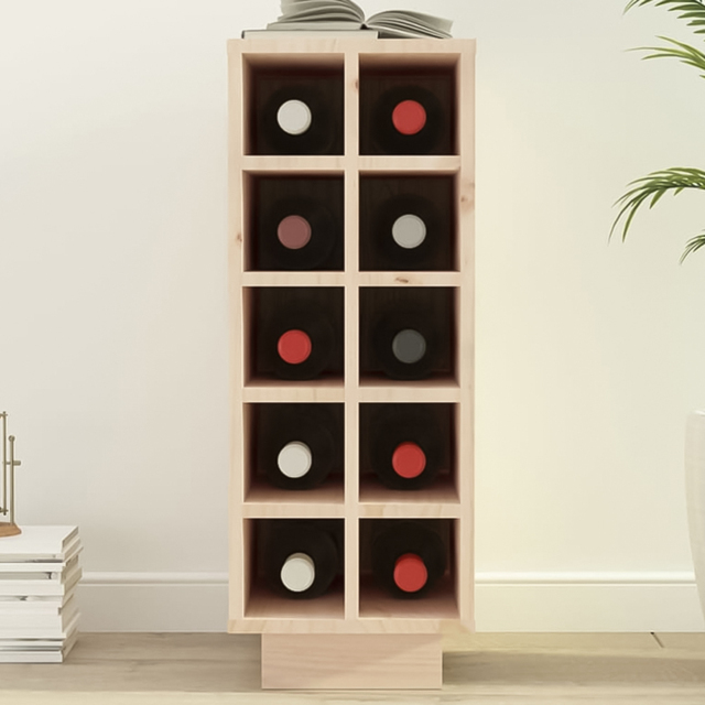 vidaXL 10 Bottle Natural Brown Freestanding Wine Cabinet - Size: 61 x 23 x 34cm - Wilko
