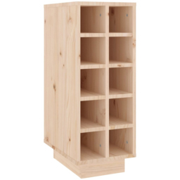 vidaXL 10 Bottle Natural Brown Freestanding Wine Cabinet - Size: 61 x 23 x 34cm - Wilko - thumbnail 3
