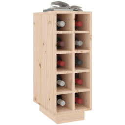 vidaXL 10 Bottle Natural Brown Freestanding Wine Cabinet - Size: 61 x 23 x 34cm - Wilko - thumbnail 4