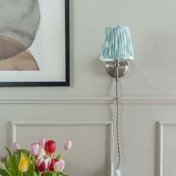 ValueLights Neely Antique Brass Blue Pleated Shades Plug-in LED Wall Light 2 Pack - Wilko - thumbnail 4